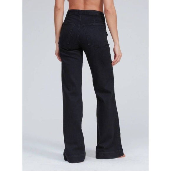 Worn Once $325 ASKK NY Brick House Tuckernuck Wide Leg Jeans in Black 27 (26) - Picture 4 of 13